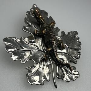 Sylvia Dahl Alligator Maple Leaf Brooch Pin Neiman Marcus Ornament Crocodille